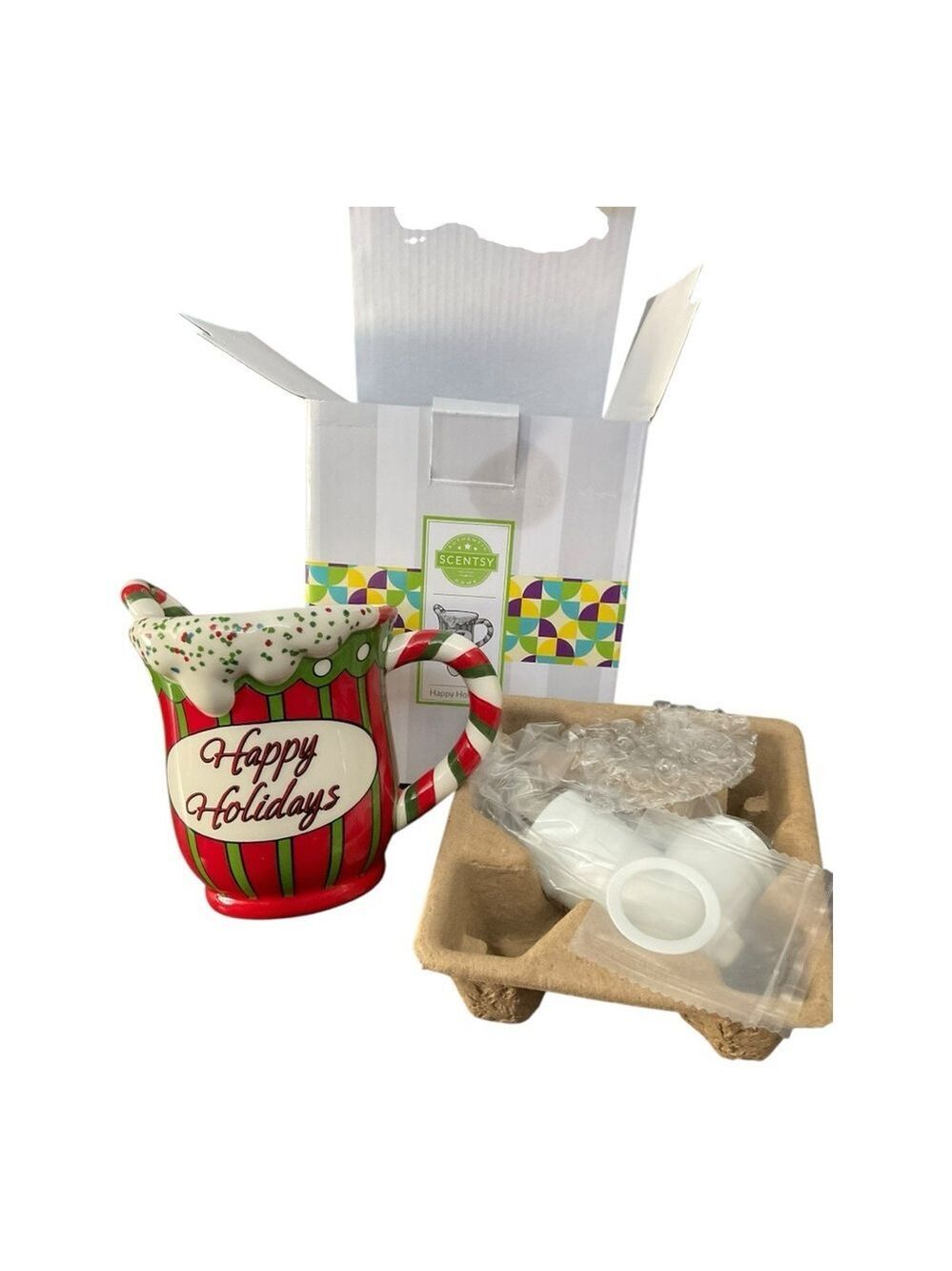 SCENTSY HAPPY HOLIDAYS CANDY CANE MUG, ELECTRIC WAX WARMER, WALL PLUG-IN Hostess